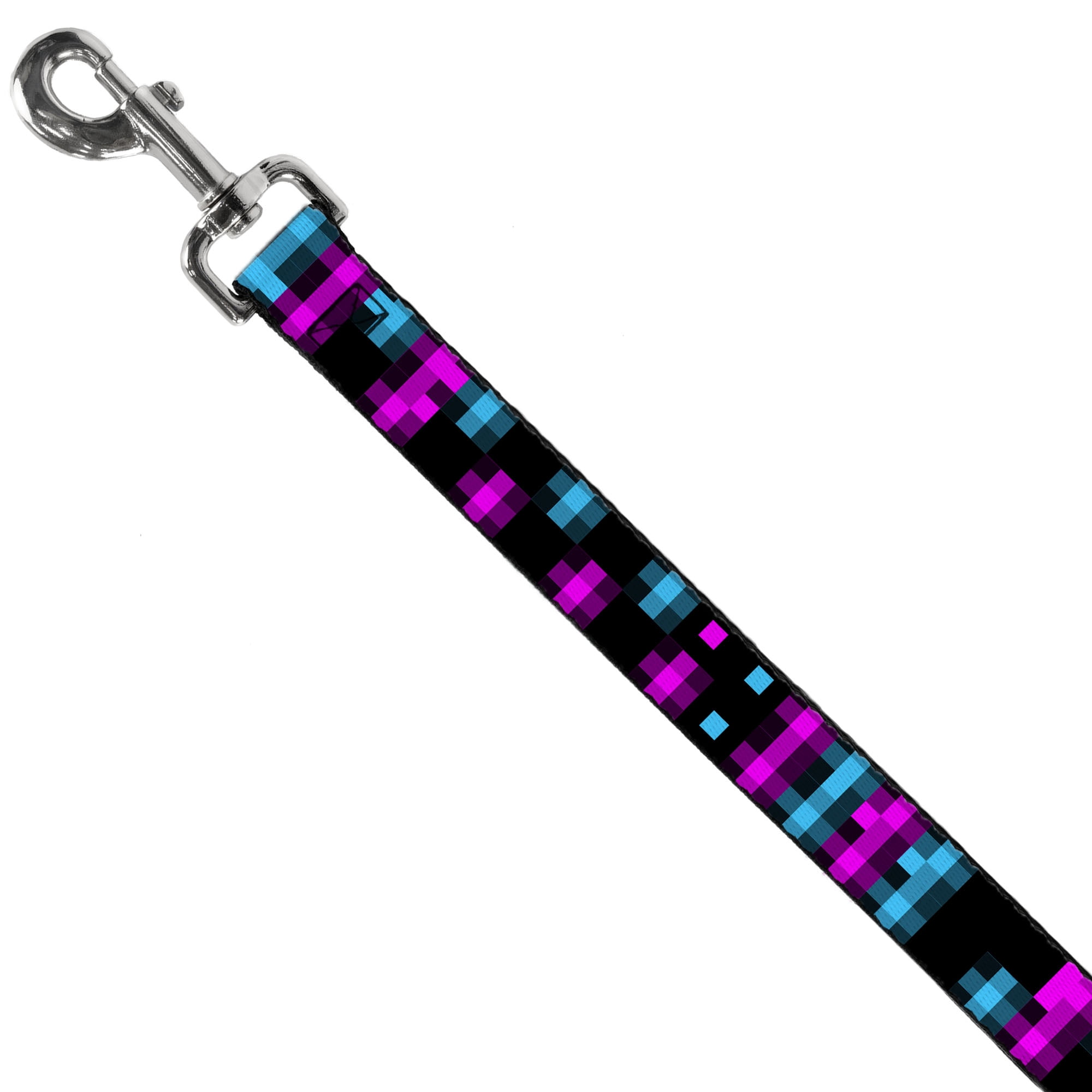 Buckle-Down Pet Leash, Dog Leash, Pixilated Checker Black Fuchsia Turquoise, 6 Feet Long 1.0 Inch Wide