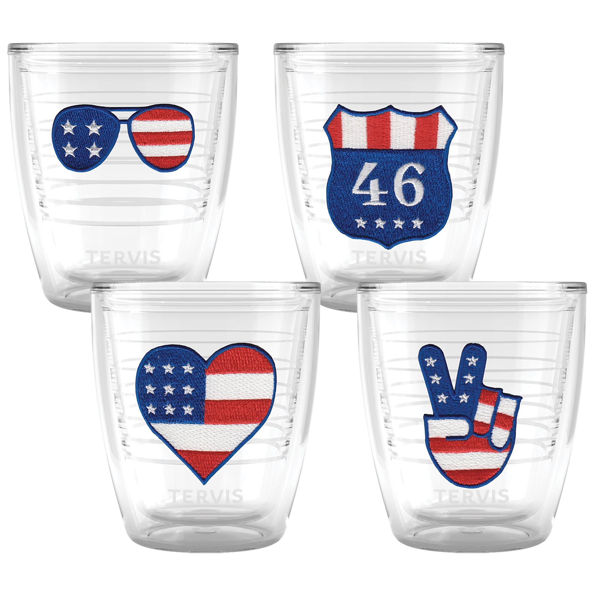 Tervis American Groove Collection Made in USA Double Walled Insulated Tumbler Travel Cup Keeps Drinks Cold & Hot, 12oz - 4pk, Classic