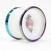 iYoYo iCEBERG CLASSiC Yo-Yo- Precision Machined Polycarbonate Core Combined with Stainless Steel Weight Rings (White/Pink Hub/Rainbow Rings)