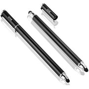 Bargains Depot (2 Pcs) [New Upgraded] 2-in-1 Stylus Pens for Ipad /Styli 5.5-inch L with 10 Replacement Rubber Tips -Black/Black