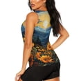 thumbnail image 3 of Fotbe Elegant Sunset Sunflower Blusas Sin Mangas para Mujer – Estilo Casual, Corte Suelto, Slim-Fit, Cuello Redondo Deportivo, Tops de Verano para Gimnasio y Yoga-Large, 3 of 7