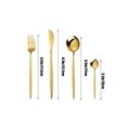 thumbnail image 2 of Stainless Steel Cutlery Set, Sturdy Flatware, Mirror Polished Finish, Complete Dining Utensils for Home Kitchen Use, Gold, 2 of 7
