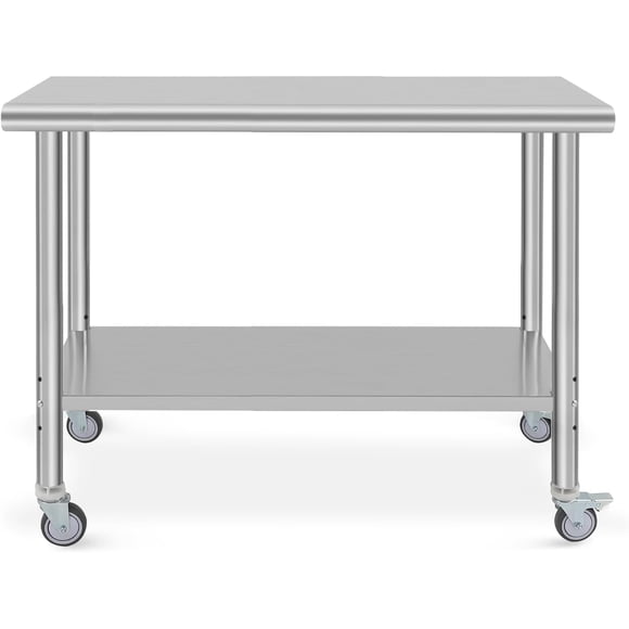 QinaQin Mesa de trabajo de preparación de acero inoxidable, estación comercial pesada NSF para cocina, restaurante, hogar, hotel o exterior