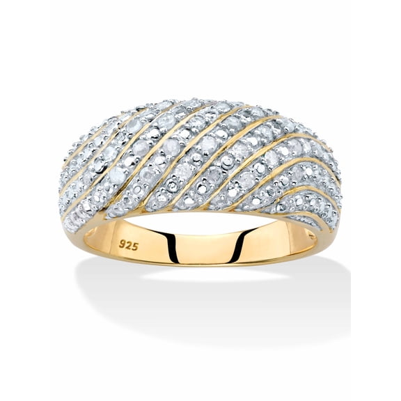 PalmBeach Jewelry Pave Diamond Multi-Row Dome Ring 1/4 TCW in 14k Gold-plated Sterling Silver