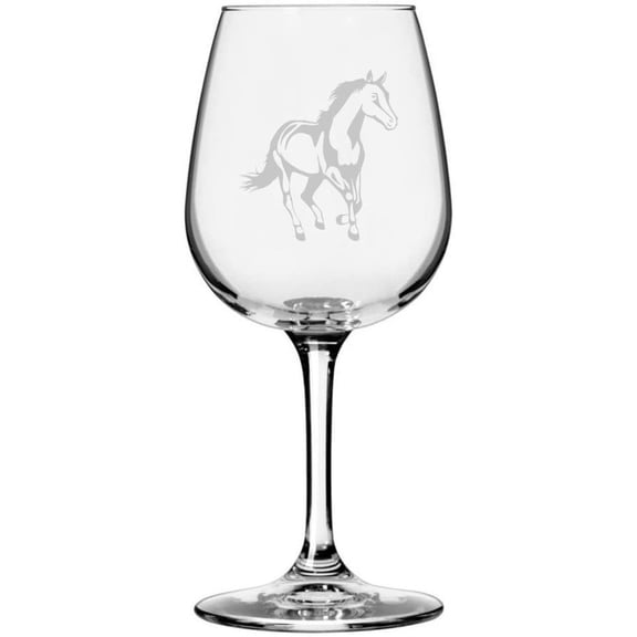 American Quarter Body Horse Themed Etched All Purpose 12.75oz Libbey Wine Glass