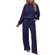 thumbnail image 2 of Conjuntos Deportivos de Dos Piezas para Mujer, Ideales para Otoño. Incluyen Sudadera con Cordón Ajustable y Pantalón Deportivo de Pierna . Azul Marino XL, 2 of 10