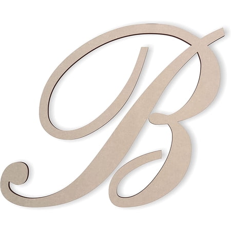 Wooden Letters by ica | Wooden Letters for Wall | Wooden Letters to ate Wall | Cursive Wooden Letters | Laser Cut Wood Letters for DIY | 16" Long x 1/4" Thick - Letter B