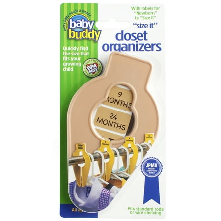 Baby Buddy Size-It Closet Organizers, Baby Clothes Closet Dividers, Nursery Organization up to Size 8, Tan, 5 Count