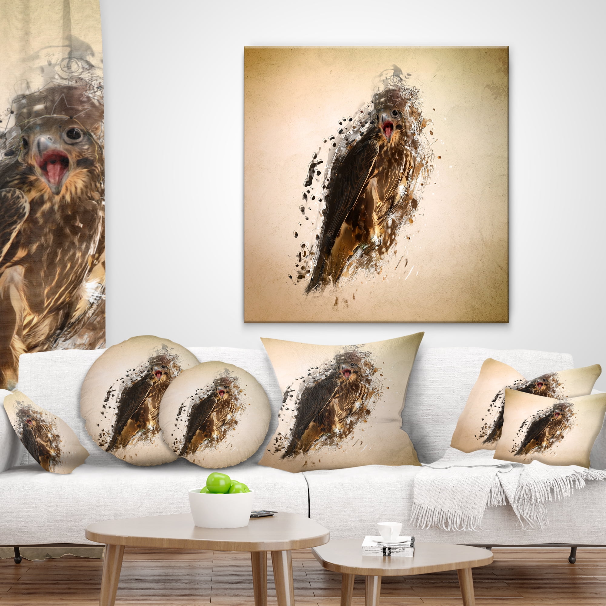 Designart Abstract Falcon in Flight - Animal Throw Pillow - 16x16