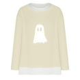 thumbnail image 4 of Rutainlusire Blouses for Women Dressy Casual Womens Cute Halloween Sweatshirts Women's Casual Round Neck Halloween Print Fake Two Piece Long Sleeve Round Neck Top/Shirt, 4 of 5