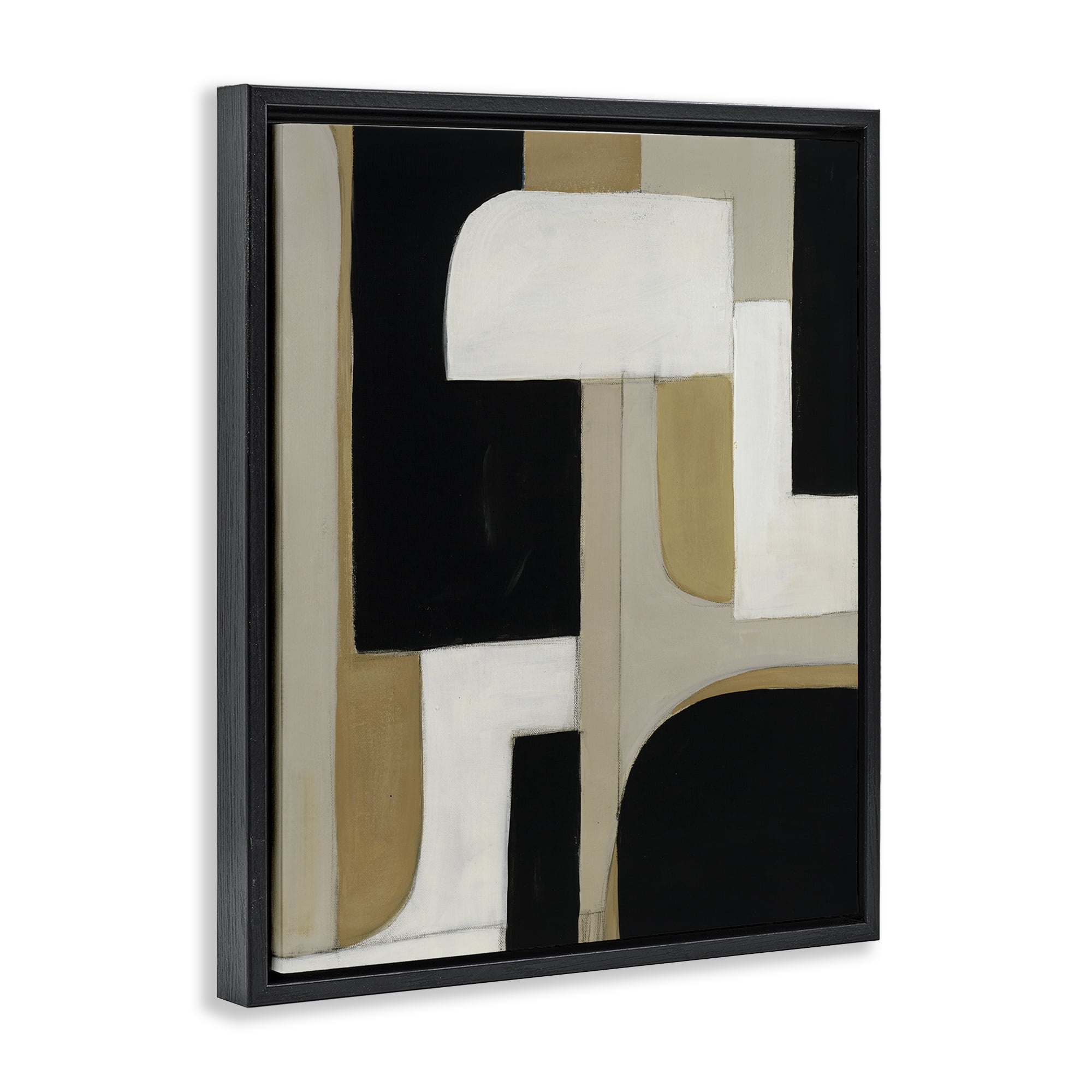 Stupell Industries Minimalist Geometrics in Neutrals Black Framed Floater Canvas Wall Art, design by Kippi Leonard