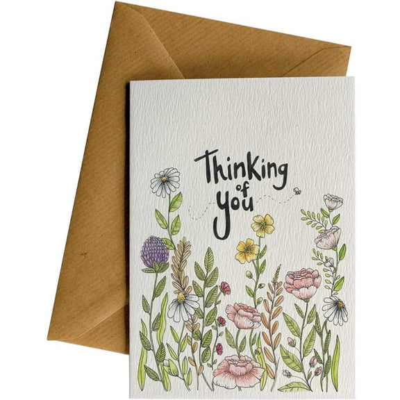 Thinking of You Greeting Card with Floral Design – Blank Inside, Envelope Included – Perfect for Any Occasion, Birthday, or Sympathy