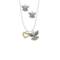 thumbnail image 2 of Delight Jewelry Goldtone AB Crystal Open Heart Silver tone Guardian Angel Charm Necklace and Stud Earrings, 2 of 4