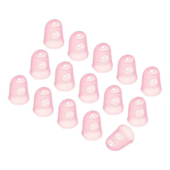 Uxcell Pink Silicone Finger Protectors Gloves Breathable Reusable Fingertip Caps with Air Holes XS 15 Pcs
