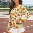 thumbnail image 3 of Yuyamidu Pumpkin Women's Quarter Zip Golf Shirt Maple Leaves Long Sleeve Athletic Tennis Shirts Thanksgiving Fall Workout Outfits Size XL, 3 of 8