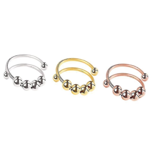 Anillos antiestrés ajustables Con cuentas giratorias LIUXGMXG Paquete de 3
