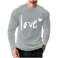 thumbnail image 5 of EchfiProm Mens Graphic Tees Long Sleeve Valentine Shirts Waffle Gray Love Summer Graphic Tops for Big and Tall Men L, 5 of 8