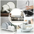 thumbnail image 2 of Stainless Steel Dish Drying Rack with Drainboard and Utensil Holder for Kitchen Counter Organizer Large Capacity Cutlery Drainer, 2 of 5