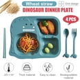 thumbnail image 4 of JUNWELL Kids Plates Set, 4 piece (Plates with Forks and Spoons) Lightweight Toddler Dishes , Dishwasher Baby Feeding Set with Divided Meal plates, Natural Wheat Straw Material (Dinosaur), 4 of 6