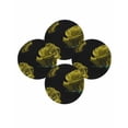 thumbnail image 7 of 15 Inch Round Placemats Set of 4, Yellow Rose Non Slip Heat Insulation PP Table Mats, Vintage Abstract Garden Flower Floral Black Washable Place Mats for Kitchen Dining Party Table Decor, 7 of 7