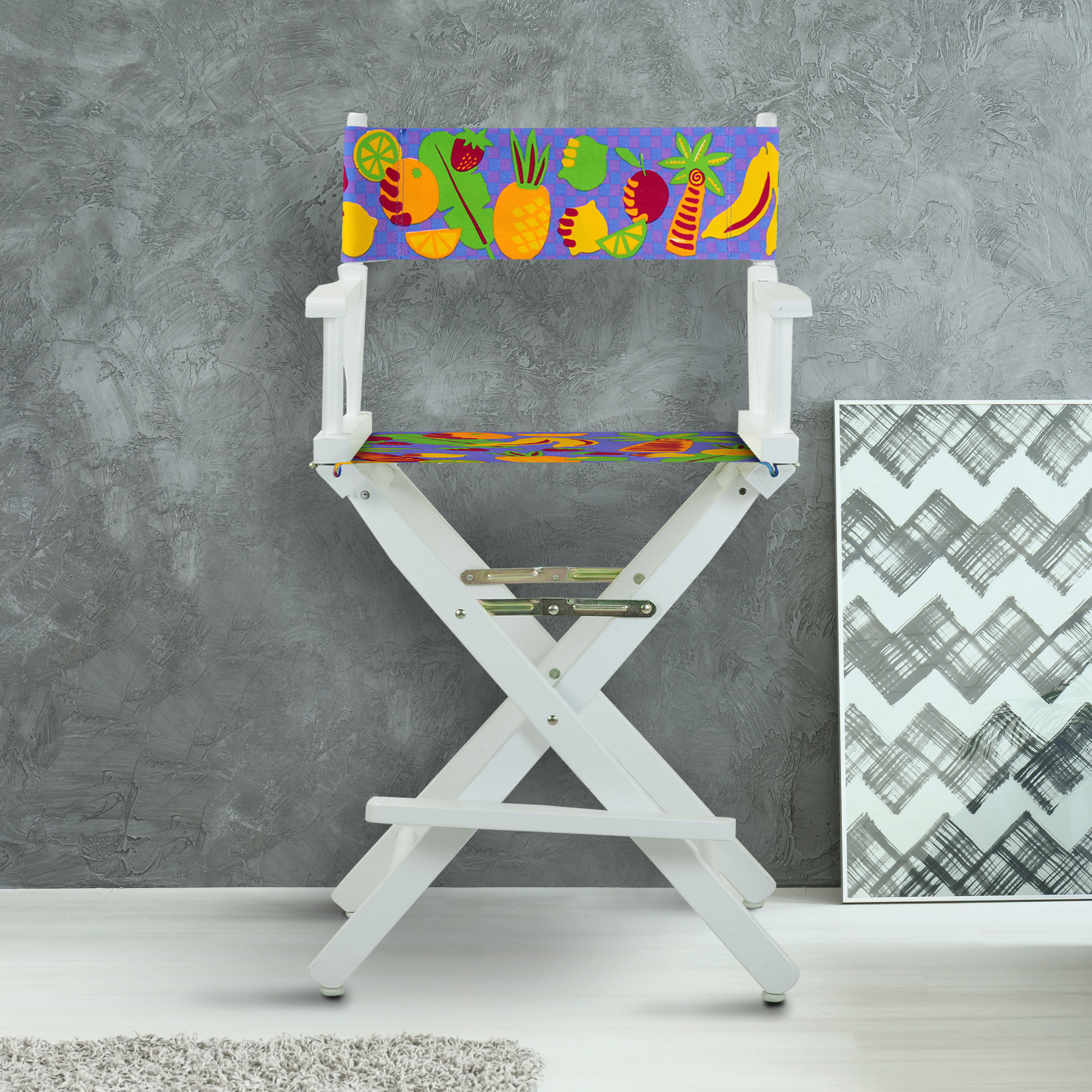 24" Director's Chair White Frame-Calypso Fruit