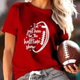 thumbnail image 2 of TSADFHJI Hauts de Vacances pour Femmes Élégants Mode Décontractée Imprimé Rugby Col Rond T-Shirt Manches Courtes TTTG Rouge, 2 of 6