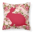thumbnail image 1 of Caroline's Treasures BB1002-RS-PK-PW1414 Rabbit Shabby Chic Pink Roses Pillow 14 x 14 Multicolor, 1 of 4