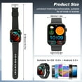 thumbnail image 7 of Smartwatch for Men Women, 1.85" HD Screen Smart Watch with Bluetooth Answer/Make Calls Fits for Android and iOS, 100+ Sport Modes/Message Reminder, IP68 Waterproof Fitness Tracker for Gift, Black, 7 of 7