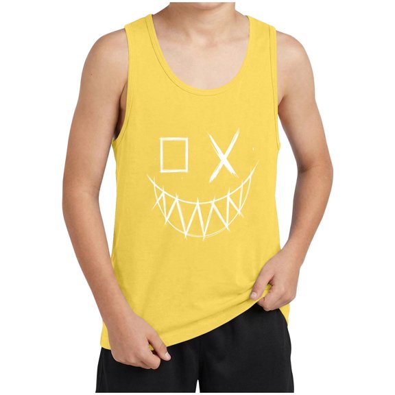 WRKEKC Boys T-Shirts Sleeveless Round Neck Print Pattern Casual Summer Daily Soft Lightweight Vest Tops for Big Kids 3-15 Years
