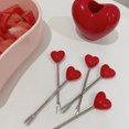 thumbnail image 4 of Visland 5/10 Pcs Heart-Shaped Fruit Forks Set Dessert Cake Appetizer Picks with Love Holder Reusable Kitchen Utensils, 4 of 8