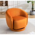 thumbnail image 5 of Silla de barril giratorio de terciopelo de 366 grados, sillón moderno de acento plisado con base resistente y cojín acolchado grueso, 5 of 5