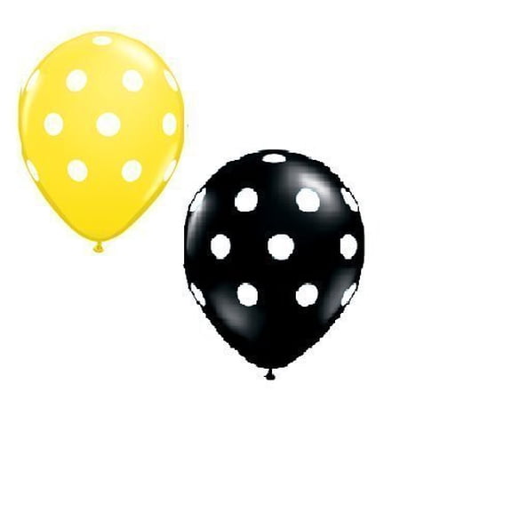 Yellow Dot-black Dot Qualatex 11" Latex Balloons Bee Party (12) Balloons