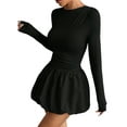 thumbnail image 5 of Women'S Bubble Dress Cut Out Ruffle Hem Backless Long Sleeve A Line Mini Dresses Black XL, 5 of 10