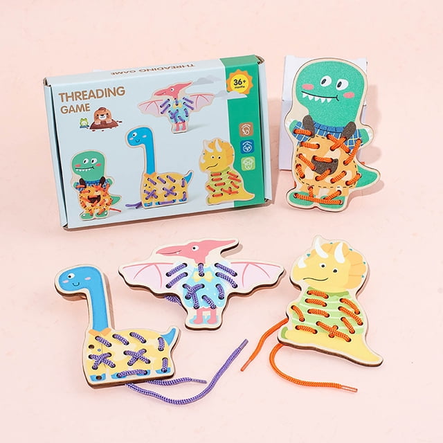 Kids Sewing Cards Lacing Animals Threading Boards Fine Motor Skills Toys Educational Quiet Activities Shoe Tie Practice Travel Learning Toy