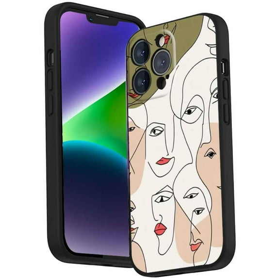 Compatible with iPhone 14 Pro Phone Case, Faces Abstract 101 Case Men Women, Flexible Silicone Shockproof Case for iPhone 14 Pro