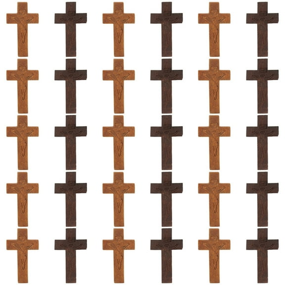 WORGEOUS 30-Piece Wooden Cross Jewelry Embellishments with Alphabet, Bee Pendant, Locket & Car Decoration Supplies