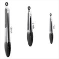 thumbnail image 3 of Pinzas de Cocina Premium de Acero Inoxidable con y Puntas de Silicona (3 Piezas, 18 cm, 23 cm y 30 cm), Color Negro., 3 of 5