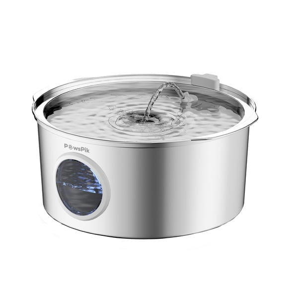 PawsPik Ultra-Quiet Large Stainless Steel Dog Water Fountain 1.8 Gallons