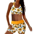 thumbnail image 3 of Manxivoo Swimsuit Coverup for Women Tankini Swimsuits for Women 3 Piece Bathing Suits Swim Tank Top with Boy Shorts and Bra Swimwear Tankini Bathing Suits for Women Yellow, 3 of 9