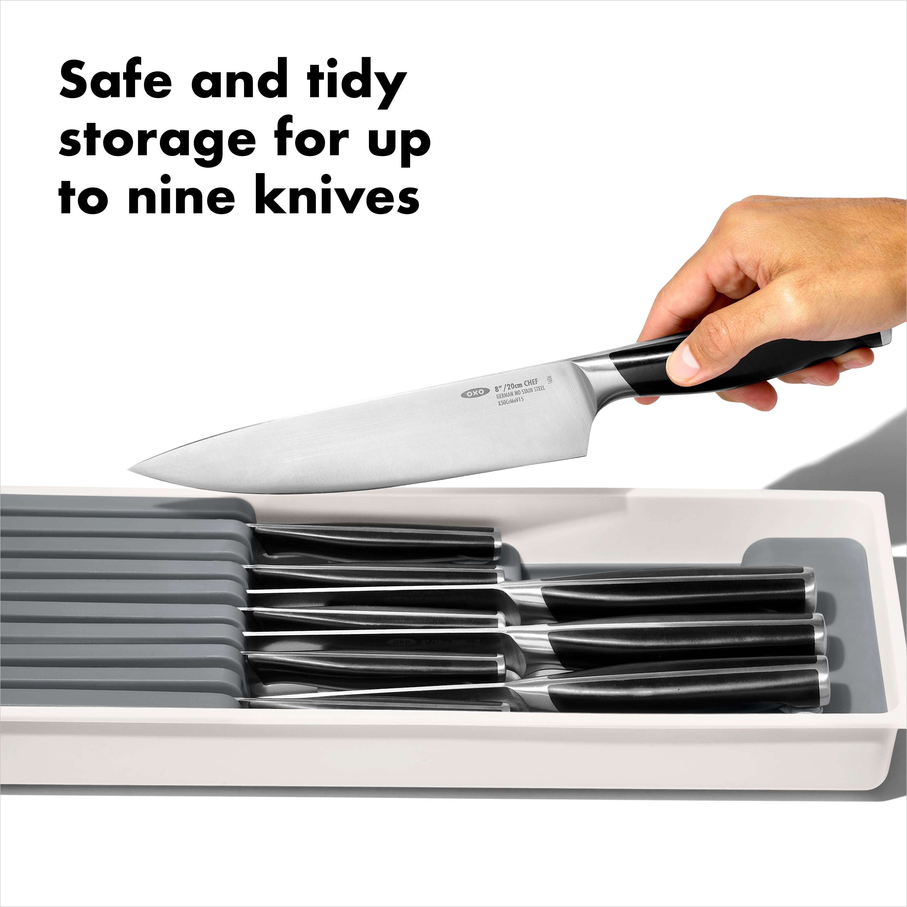(2 pack) OXO Compact Knife Drawer Organizer, Gray