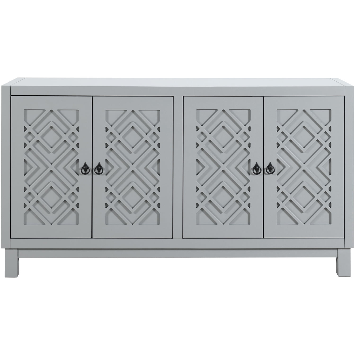 Kepooman 4 Door Buffet Cabinet, 60" Storage Sideboard Buffet Cabinet with Pull Ring Handles for Kitchen, Light Gray Kepooman 4 Door Buffet Cabinet, 60" Storage Sideboard Buffet Cabinet with Pull Ring Handles for Kitchen, Light Gray