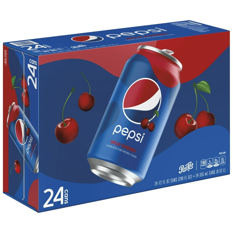 Pepsi Cola Wild Cherry Soda Pop, 12 fl oz 24 Pack Cans - Walmart.com
