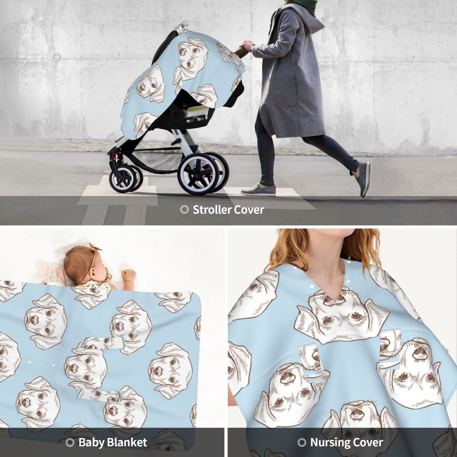 Car Seat Cover Baby - Labrador Retriever Dog No.1012 Breathable Infant Car Seat Cover for Baby Carseat, Lightweight Comfort Baby Essentials Must Haves Newborn Stuff for Girl Boy