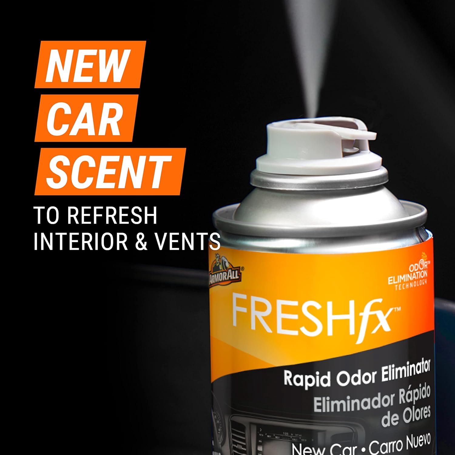 Armor All Rapid Odor Eliminator, Can Air Freshener, Freshfx New Car Scent, 3 Pack