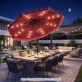 thumbnail image 4 of Costway 10 FT Solar LED Patio Umbrella, Push-Button Tilt & Crank, 24 LED Lights & 8 Ribs Red, 4 of 10