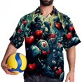 thumbnail image 4 of Love Men's Short Sleeve Hawaiian Beach Shirts, Casual Printed Button Down Spread Collar Tops, Summer Unisex Style, 4 of 6
