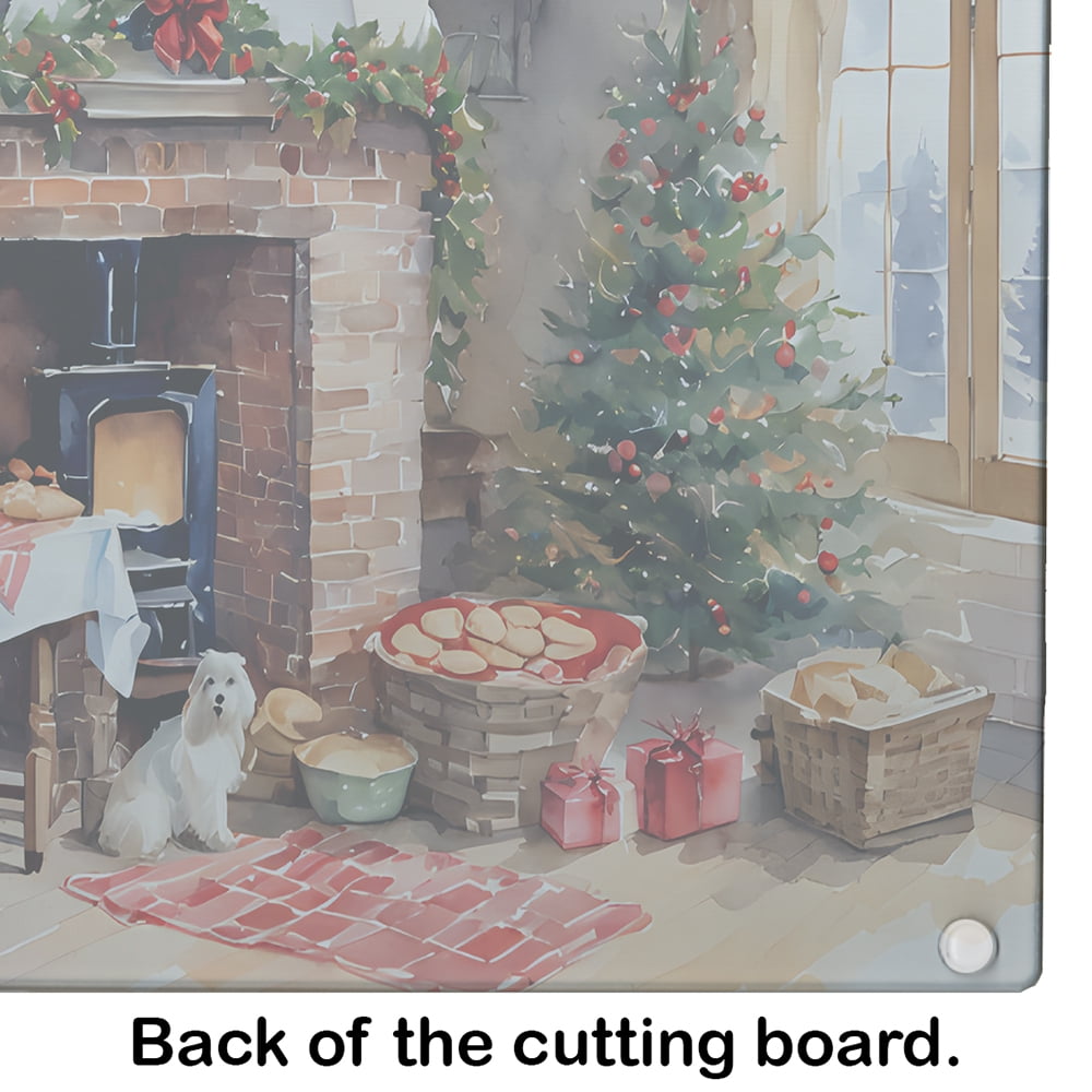 Cookies with Santa Claus Glass Cutting Board Large 12 in x 15 in