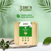 Earth Cleanse 10" Square Areca Palm Leaf Plate ,200 Pack
