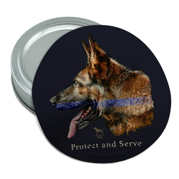 Protect and Serve K9 Police Thin Blue Line German Shepherd Dog Round Rubber Non-Slip Jar Gripper Lid Opener