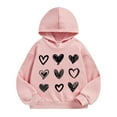 thumbnail image 2 of SGFCWSX Kids Oversized Hoodie Girls Lightweight Sweatshirt Heart Print Fall Pullover Top Pink Size 6 Years, 2 of 3